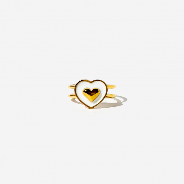 Heart Shaped Gold-plated Titanium Ring