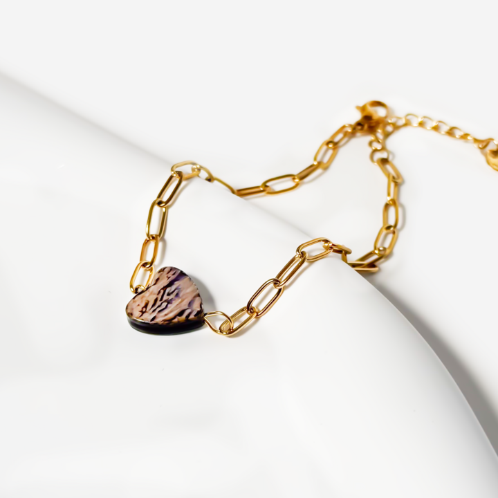 Gold-plated Titanium Heart Shaped Bracelet