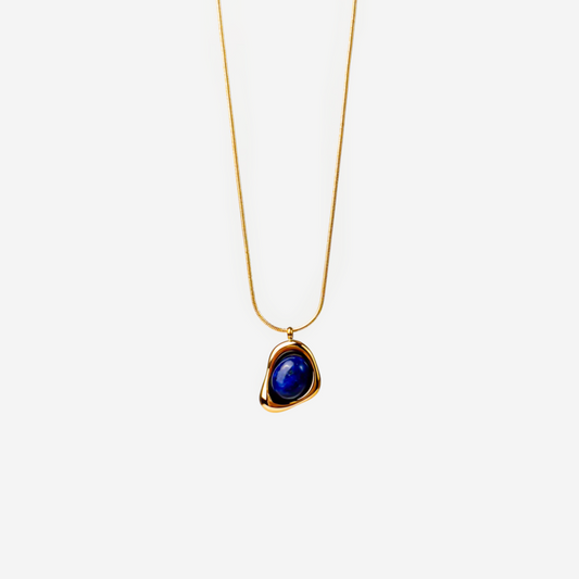 Gold-plated Titanium Blue With Stone Necklace