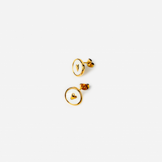 Gold-plated Titanium White Heart Earrings