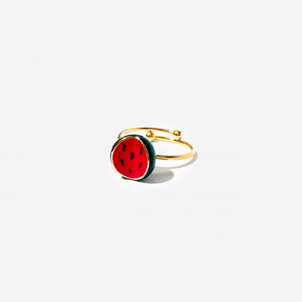 Gold-plated Titanium Watermelon Shaped Ring