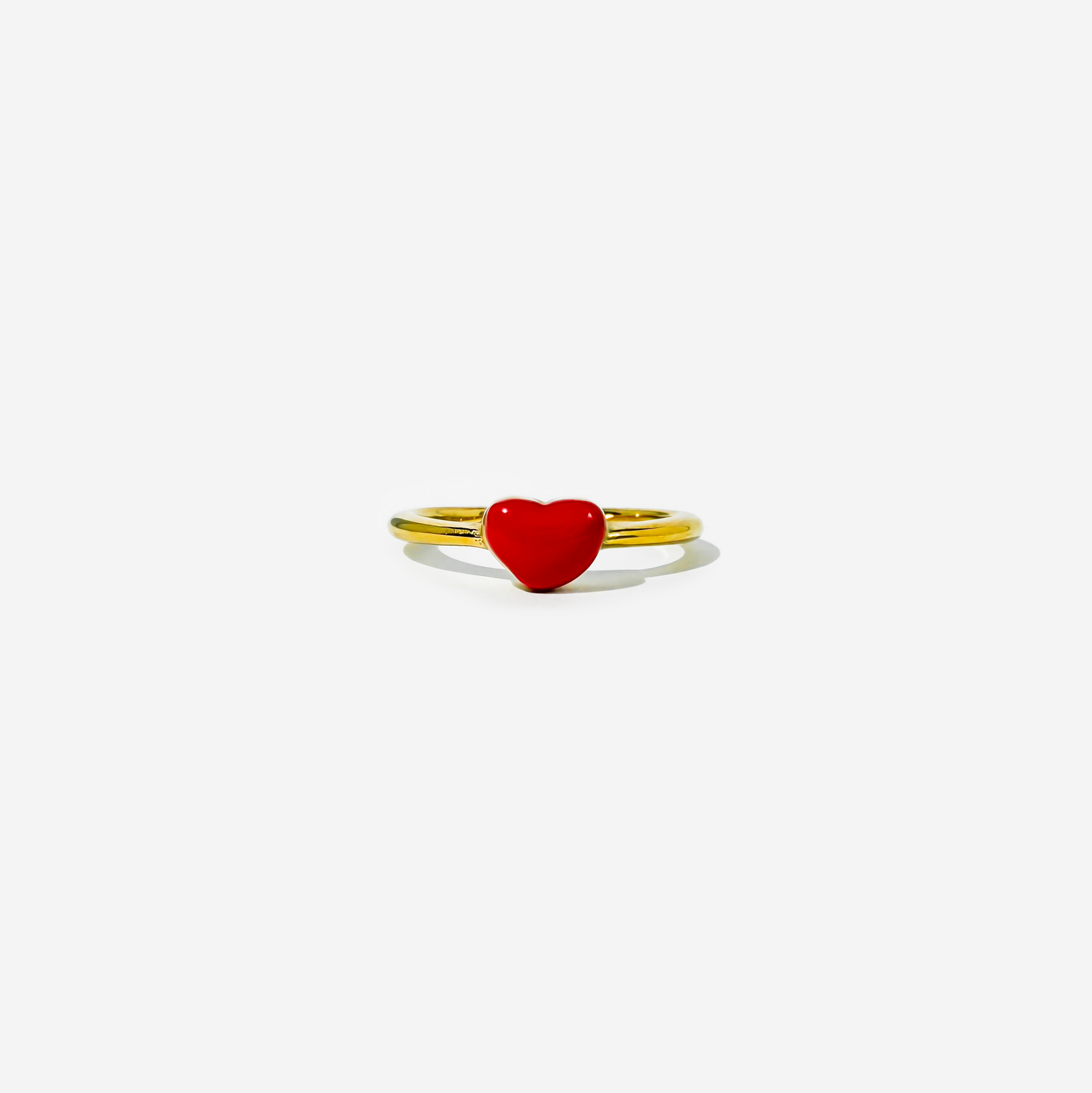Gold-plated Titanium Red with Hearts Ring