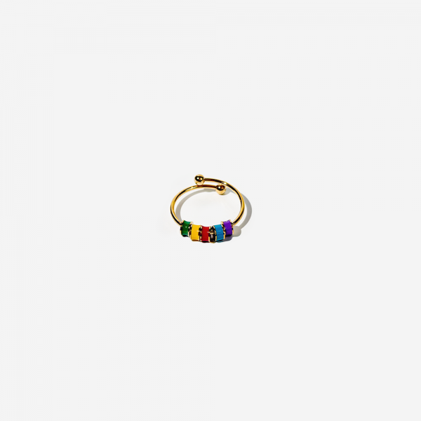 Gold-plated Titanium Colorful Ring