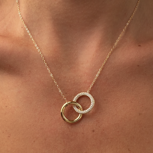 Gold-plated Titanium with Rings Necklace