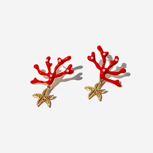 Gold-Plated Titanium Red Earrings