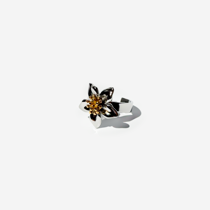 Gold-plated Titanium Flower Shaped Ring
