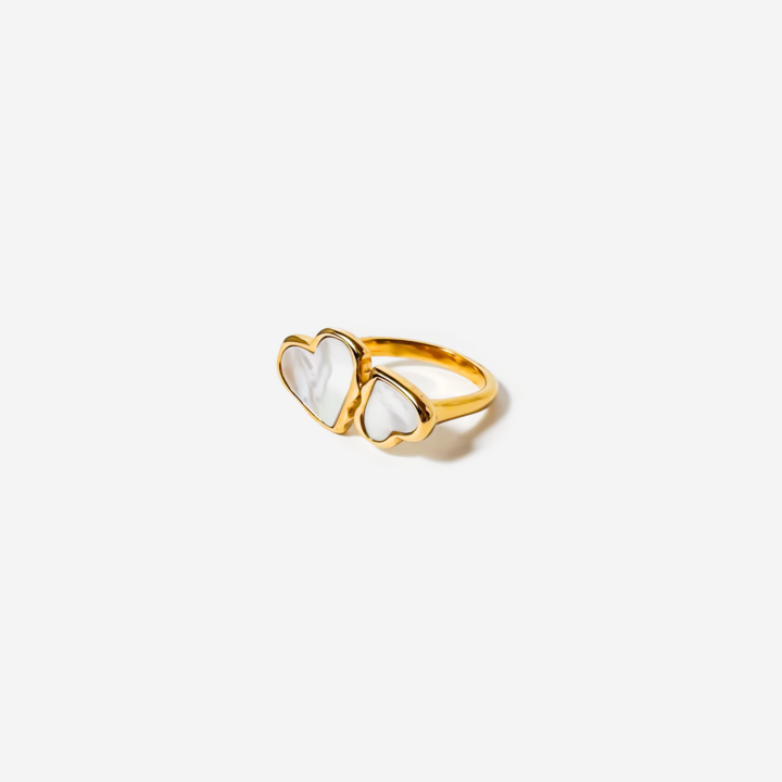 Gold-Plated Titanium Two-Heart Ring
