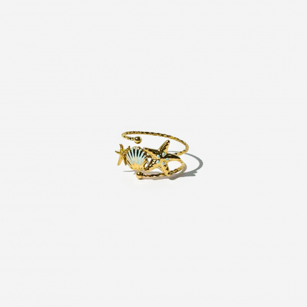 Gold-plated Titanium Sea Star Shaped Ring