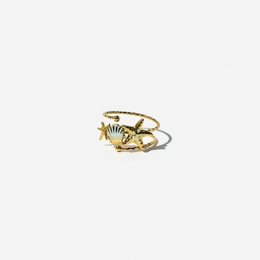 Gold-plated Titanium Sea Star Shaped Ring