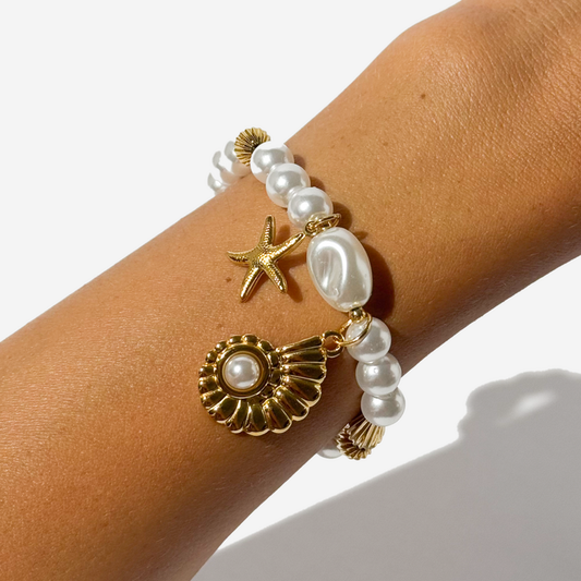Gold-plated Titanium with Pearls Bracelet
