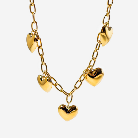 Gold-Plated Titanium Gold Necklace with Hearts