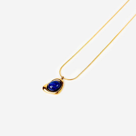 Gold-plated Titanium Blue With Stone Necklace