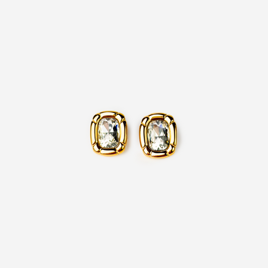 Gold-plated Titanium Gold With Stones Earrings