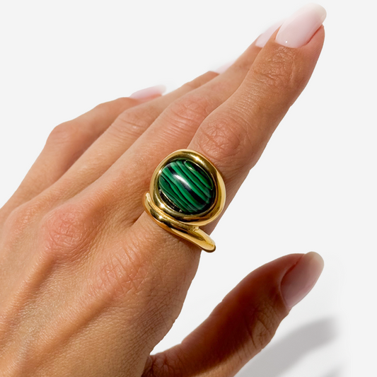 Gold-plated Titanium Green Ring