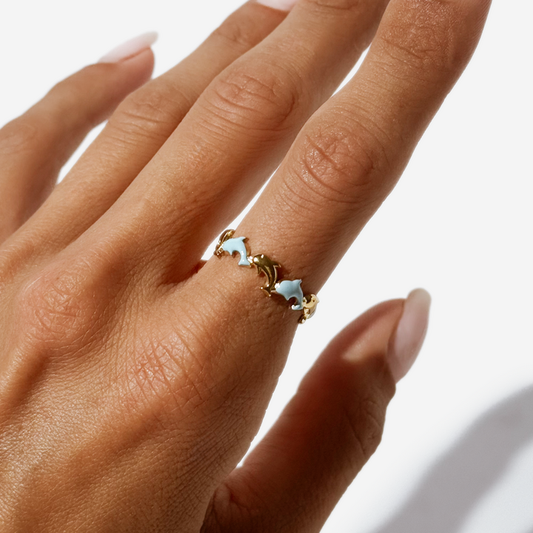 Gold-plated Titanium Dolphin Shaped Ring