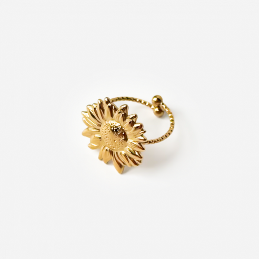 Gold-plated Titanium Sunflower Ring