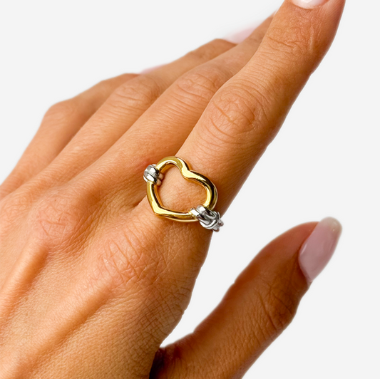 Gold-plated Titanium Heart Shaped Ring